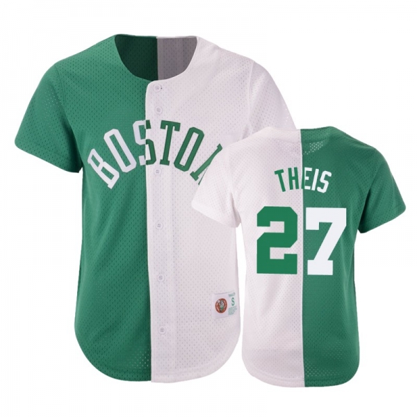 Celtics Male Daniel Theis #27 Split Mesh Button Green White Jersey