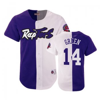 Raptors Male Danny Green #14 Split Mesh Button Purple White Jersey