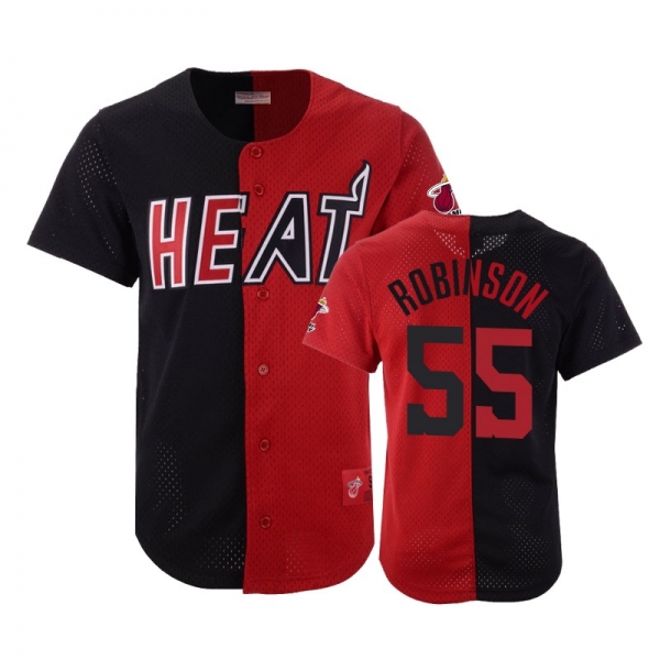 Heat Male Duncan Robinson #55 Split Mesh Button Black Red Jersey