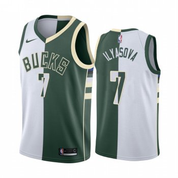 Bucks Ersan Ilyasova #7 Split White Green Jersey