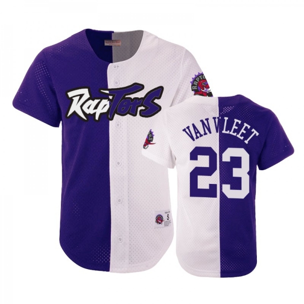 Raptors Male Fred VanVleet #23 Split Mesh Button Purple White Jersey