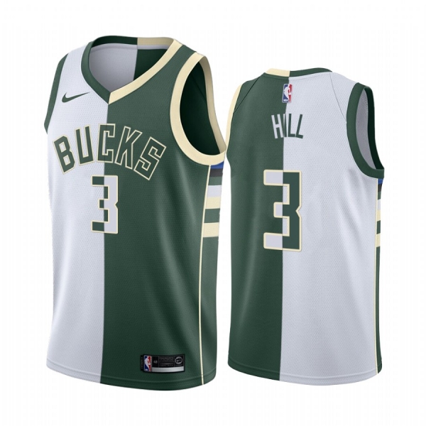 Bucks George Hill #3 Split White Green Jersey