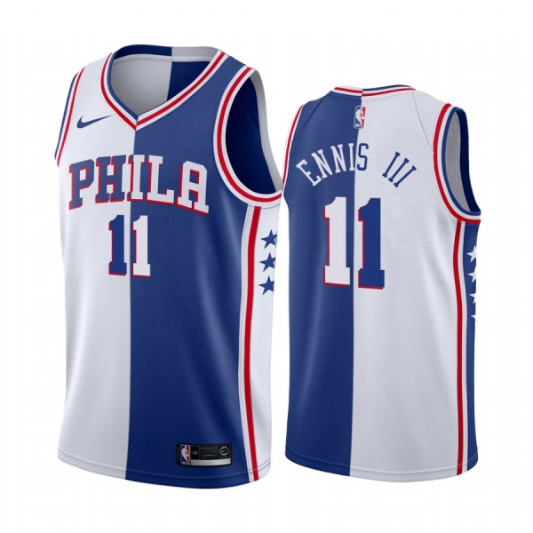 76ers James Ennis III #11 Split Blue White Jersey