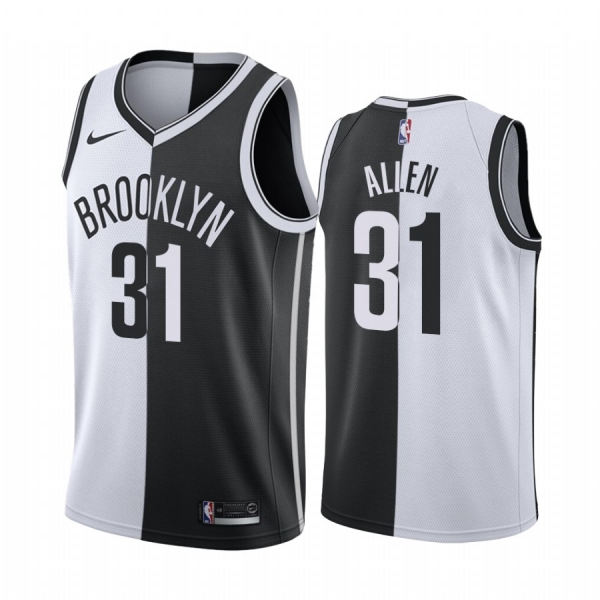 Nets Jarrett Allen #31 Split Black White Jersey