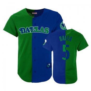 Mavericks Male J.J. Barea #5 Split Mesh Button Green Blue Jersey