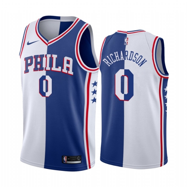 76ers Josh Richardson #0 Split Blue White Jersey