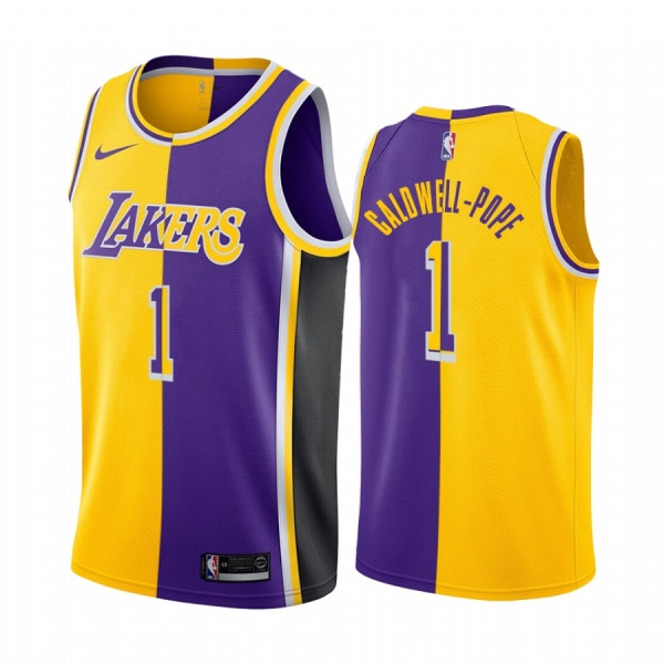 Lakers Kentavious Caldwell-Pope #1 Split Yellow Purple Jersey