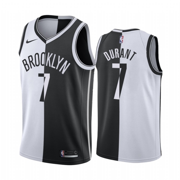 Nets Kevin Durant #7 Split Black White Jersey