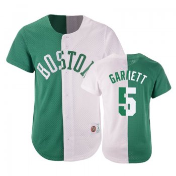 Celtics Male Kevin Garnett #5 Split Mesh Button Green White Jersey