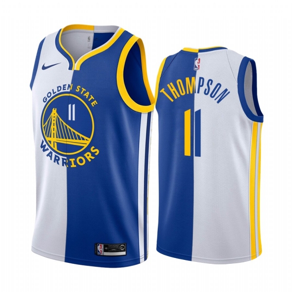 Warriors Klay Thompson #11 Split White Blue Jersey