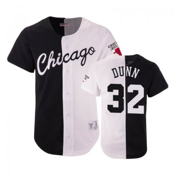 Bulls Male Kris Dunn #32 Split Mesh Button Black White Jersey