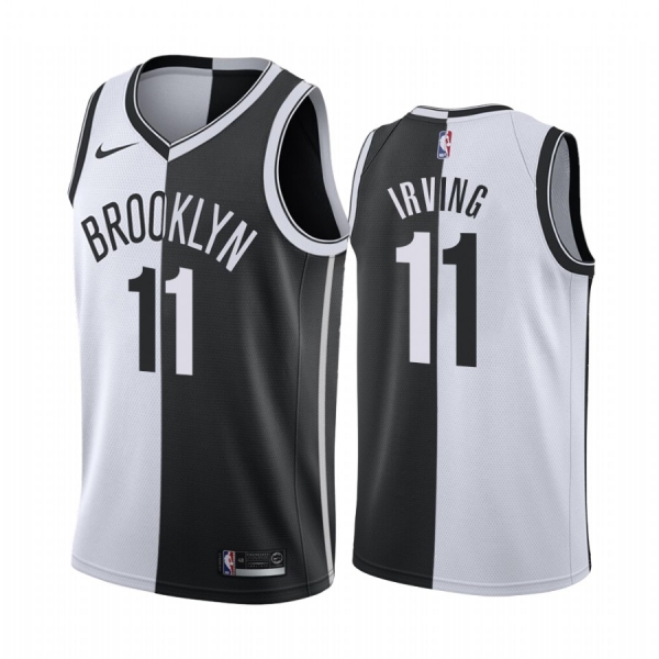 Nets Kyrie Irving #11 Split Black White Jersey