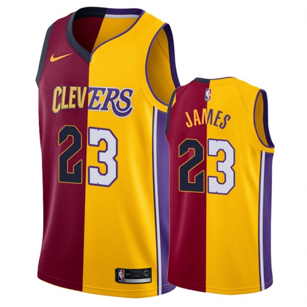 Cavaliers Male LeBron James #23 Split Maroon Jersey