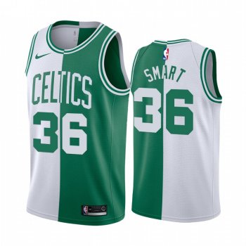 Celtics Marcus Smart #36 Split White Green Jersey