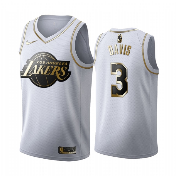 Anthony Davis #3 Los Angeles Lakers White Golden Edition Jersey