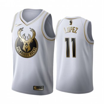 Brook Lopez #11 Milwaukee Bucks White Golden Edition Jersey