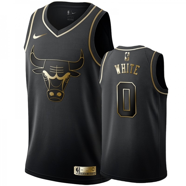 Men's Chicago Bulls Coby White Black #0 Golden Edition Jersey