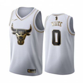 Coby White #0 Chicago Bulls White Golden Edition Jersey