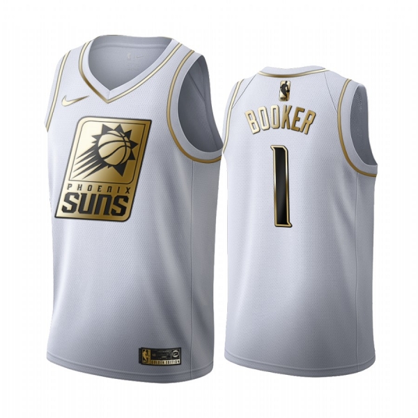 Devin Booker #1 Phoenix Suns White Golden Edition Jersey