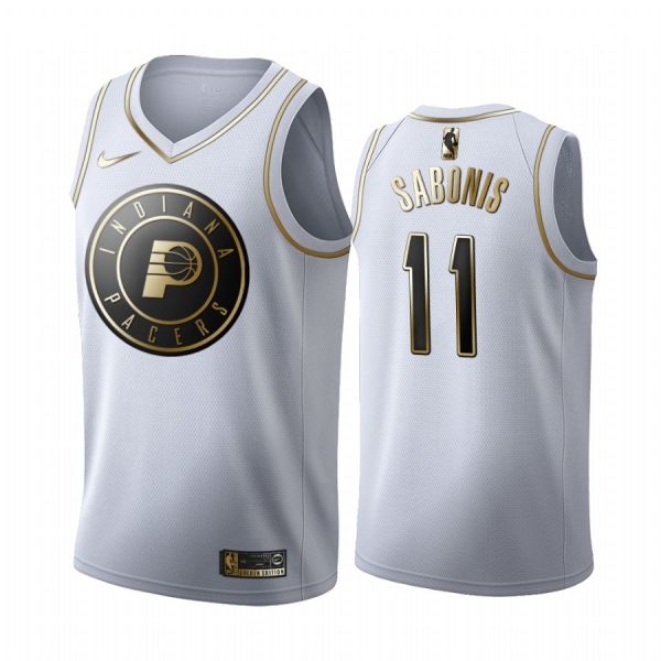 Domantas Sabonis #11 Indiana Pacers White Golden Edition Jersey