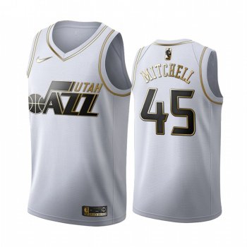 Donovan Mitchell #45 Utah Jazz White Golden Edition Jersey