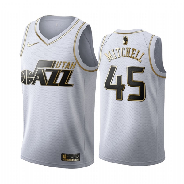 Donovan Mitchell #45 Utah Jazz White Golden Edition Jersey