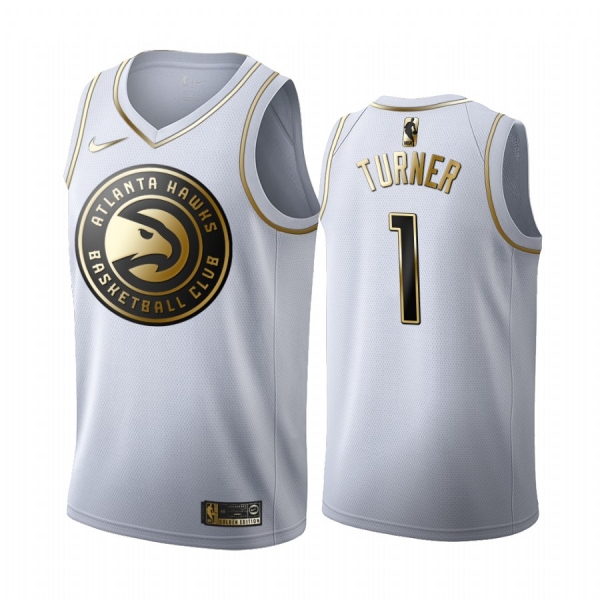 Evan Turner #1 Atlanta Hawks White Golden Edition Jersey