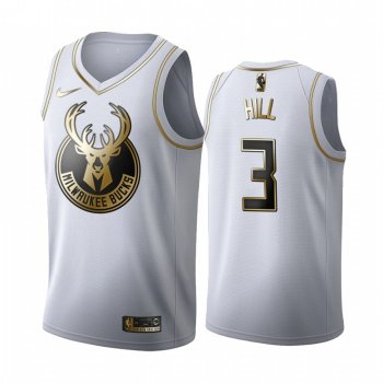 George Hill #3 Milwaukee Bucks White Golden Edition Jersey