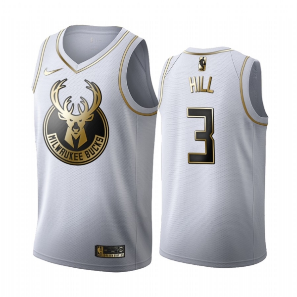 George Hill #3 Milwaukee Bucks White Golden Edition Jersey