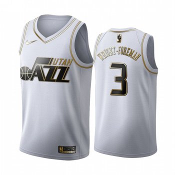 Justin Wright-Foreman #3 Utah Jazz White Golden Edition Jersey