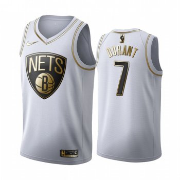 Kevin Durant #7 Brooklyn Nets White Golden Edition Jersey