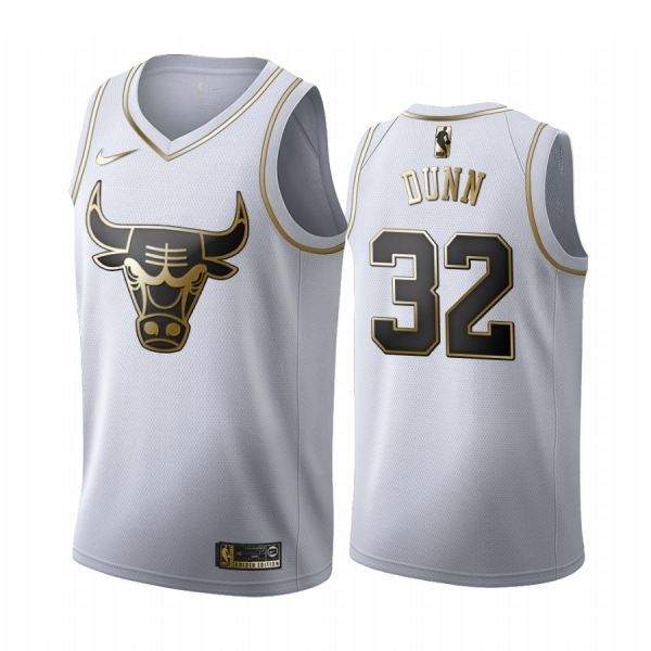 Kris Dunn #32 Chicago Bulls White Golden Edition Jersey