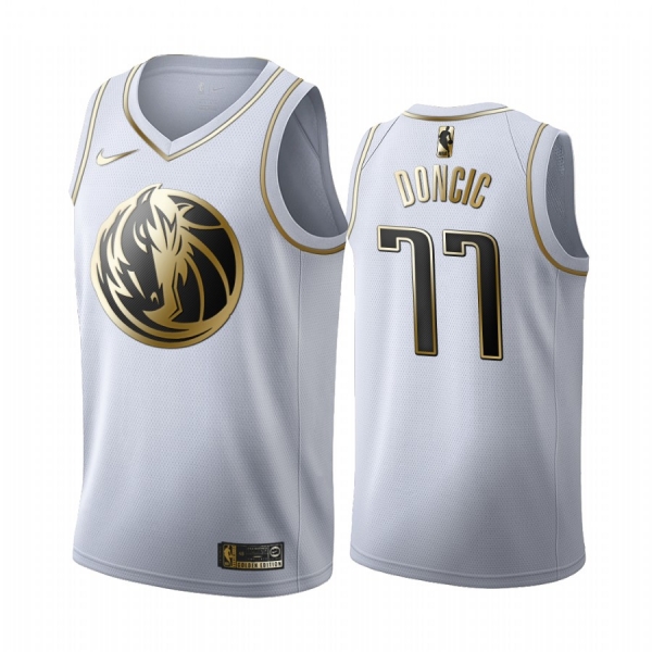 Luka Doncic #77 Dallas Mavericks White Golden Edition Jersey