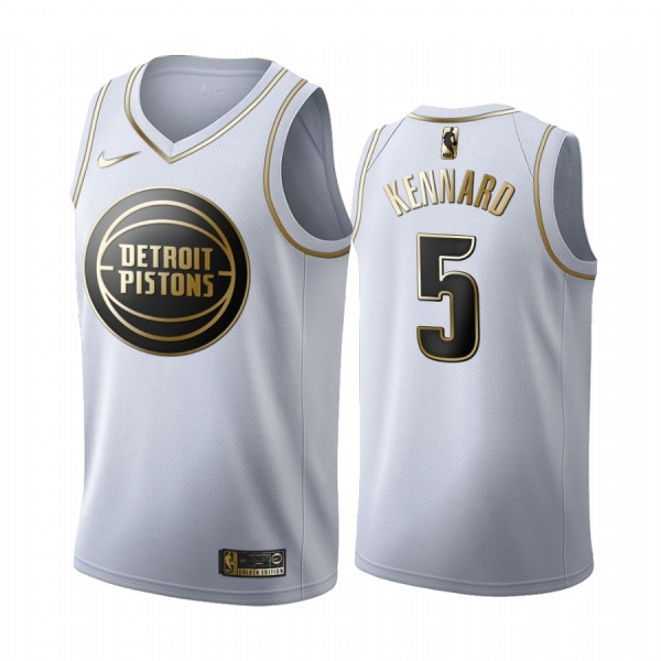 Luke Kennard #5 Detroit Pistons White Golden Edition Jersey