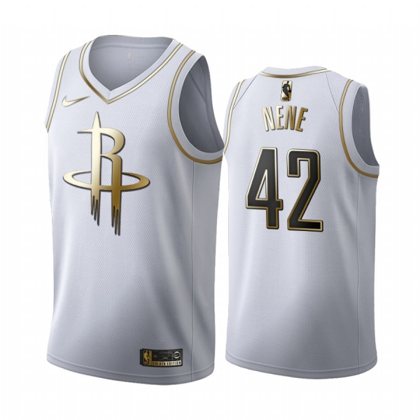 Nene #42 Houston Rockets White Golden Edition Jersey