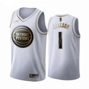 Reggie Jackson #1 Detroit Pistons White Golden Edition Jersey