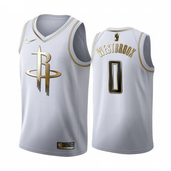 Russell Westbrook #0 Houston Rockets White Golden Edition Jersey