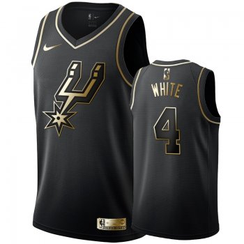 Men's San Antonio Spurs Derrick White Black #4 Golden Edition Swingman Jersey