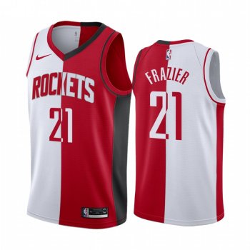 Rockets Michael Frazier #21 Split White Red Jersey