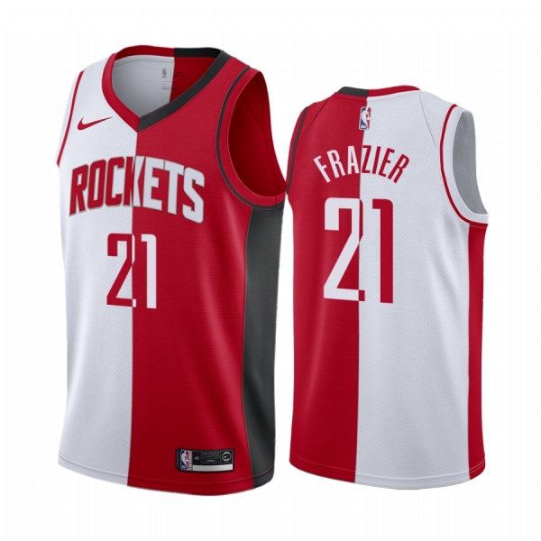 Rockets Michael Frazier #21 Split White Red Jersey