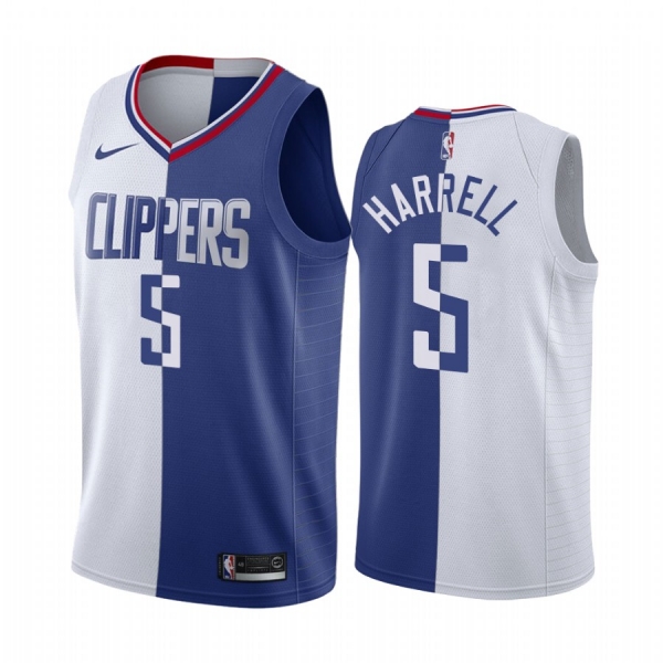 Clippers Montrezl Harrell #5 Split White Blue Jersey