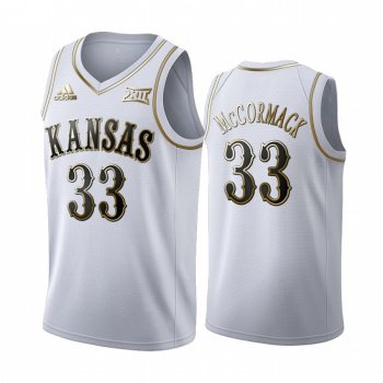 Kansas Jayhawks David McCormack 90s Throwback White Golden Edition Jersey NCAA Basketball