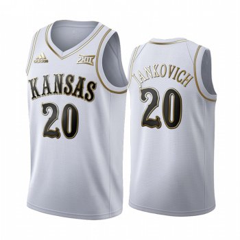 Kansas Jayhawks Michael Jankovich 90s Throwback White Golden Edition Jersey NCAA Basketball