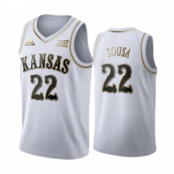 Kansas Jayhawks Silvio De Sousa 90s Throwback White Golden Edition Jersey NCAA Basketball