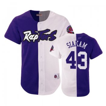 Raptors Male Pascal Siakam #43 Split Mesh Button Purple White Jersey