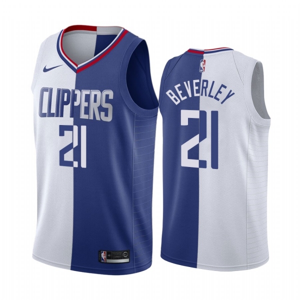 Clippers Patrick Beverley #21 Split White Blue Jersey