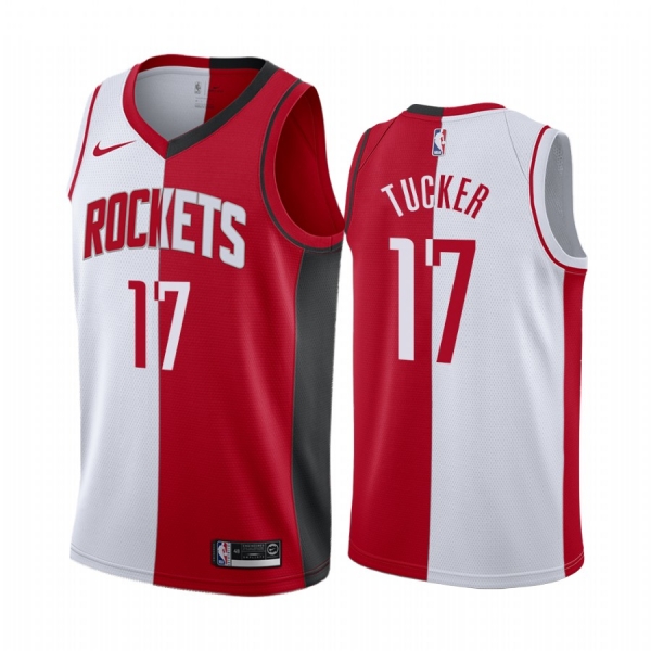 Rockets P.J. Tucker #17 Split White Red Jersey