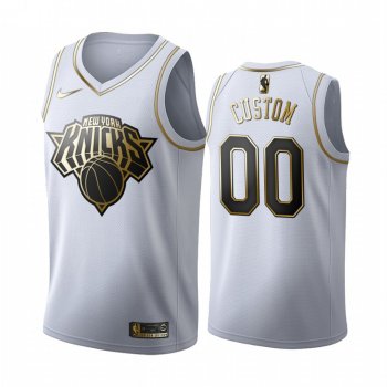 Custom #00 New York Knicks White Golden Edition Jersey