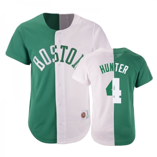 Celtics Male R.J. Hunter #4 Split Mesh Button Green White Jersey