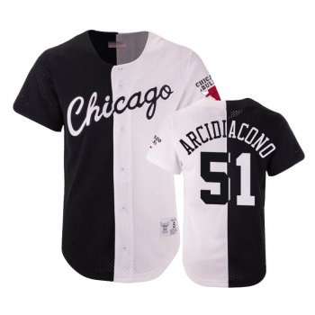 Bulls Male Ryan Arcidiacono #51 Split Mesh Button Black White Jersey